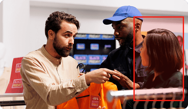 Alert as a woman is surrounded by males