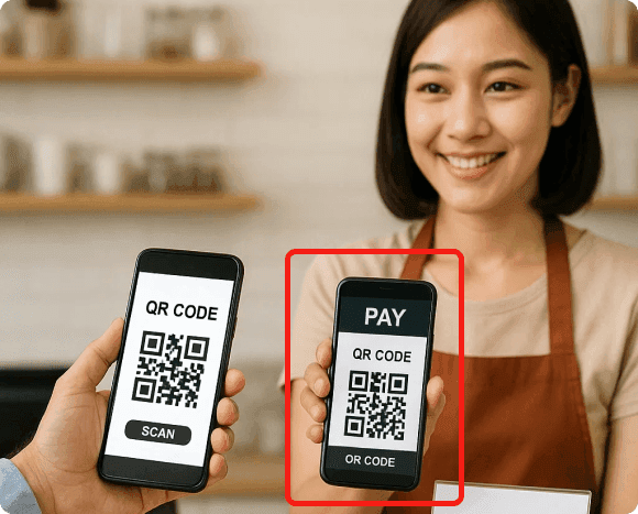 Collect cash via scanner/QR